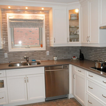 Small Kitchen, White Transitional Style Milton ON, Kitchen