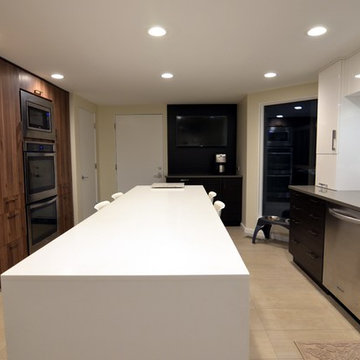 Small "U" Shaped Modern Kitchen with White and Wood Finishes in Geneva, IL