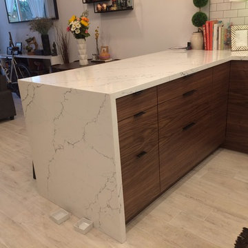 Small walnut kitchen with IKEA and Semihandmade
