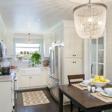 Small White Kitchen with Farmhouse Sink in Poway