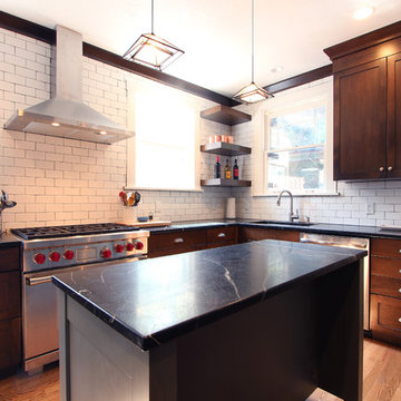 Soapstone Countertops with Dark Stained Maple Cabinets