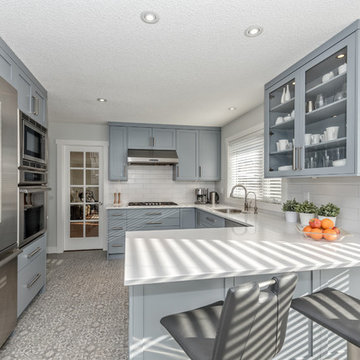 Soft Blue-Gray Kitchen`