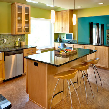 Soft-Modern Green Kitchen Remodel