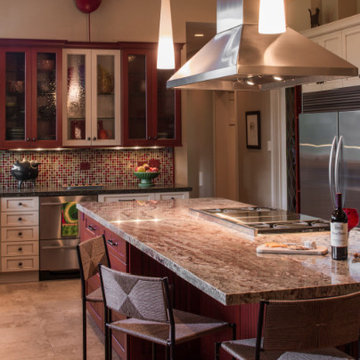 Southwestern Kitchen with Maroon Accents