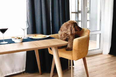 This is an example of a contemporary l-shaped kitchen/diner.