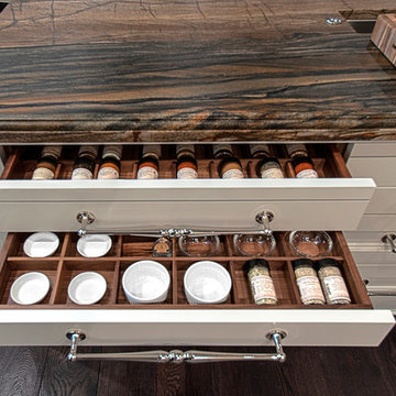 Spice drawers in kitchen island