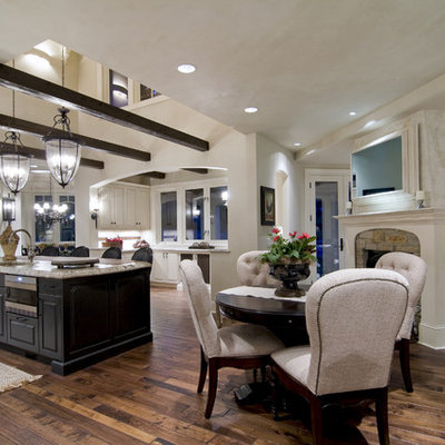 Open concept kitchen - traditional brown floor open concept kitchen idea in Minneapolis