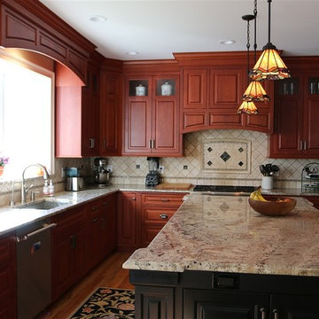 Stained cherry custom kitchen cabinets