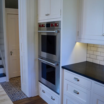 Stainless Double Oven in White Cabinets