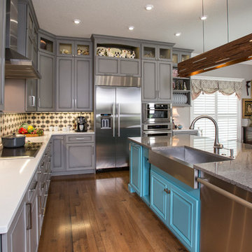 Stainless steel appliances and sink adds a modern look