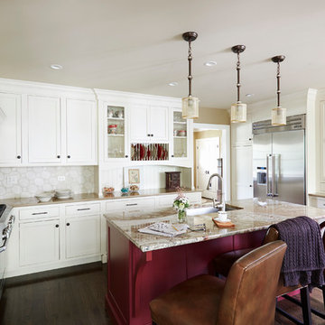 Strawberries and Cream Classic-white and red traditional kitchen