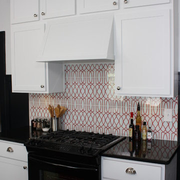 Stunning glass back painted glass tile for this Classic Kitchen