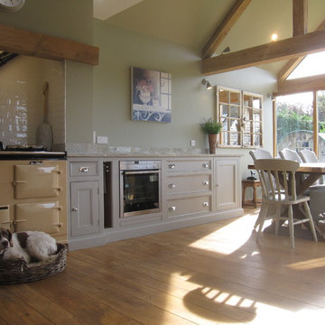 Stunning grey country kitchen with exposed beams