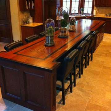 Stunning Jatoba face Island and Eating Bar with Wenge Inlay by DeVos Woodworking