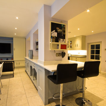Stunning Kitchen And Dining Room With Built In Tv Cabinet