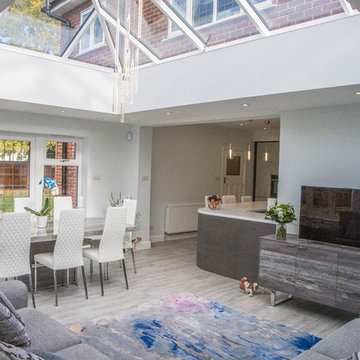 Stunning open plan family space with aluminium roof lantern and stoneham kitche