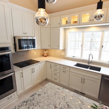 Stunning White Kitchen and Onyx Island with Refaced Butler's Pantry