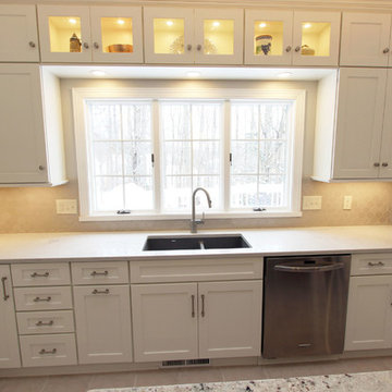 Stunning White Kitchen and Onyx Island with Refaced Butler's Pantry