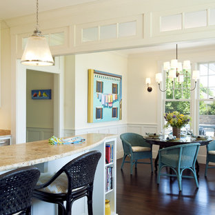 Inspiration for a transitional eat-in kitchen remodel in Boston with granite countertops