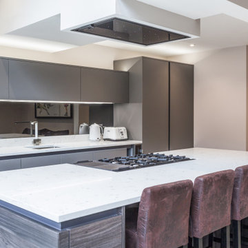 Swiss Elm Onyx & Lava Grey Bespoke Handle-Less Kitchen