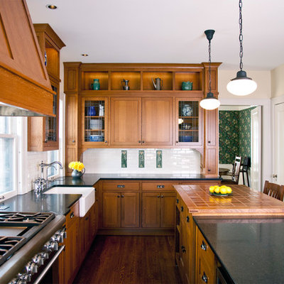 Example of an arts and crafts kitchen design in Minneapolis