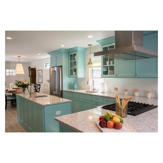 Newport Beach Home with Bold Turquoise Cabinets