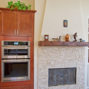 Kitchen Remodel with Stacked Stone Fireplace