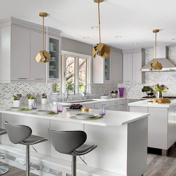Tenafly Contemporary Kitchen with a Passion for Purple