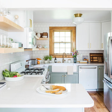 75 Kitchen with Blue Cabinets and White Appliances Ideas You'll Love ...