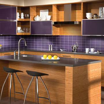 The Beauty of Bamboo: Modern Purple and Bamboo Kitchen