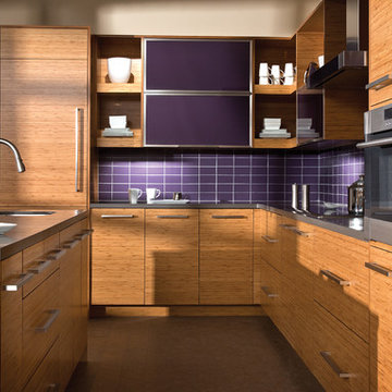 The Beauty of Bamboo: Modern Purple and Bamboo Kitchen