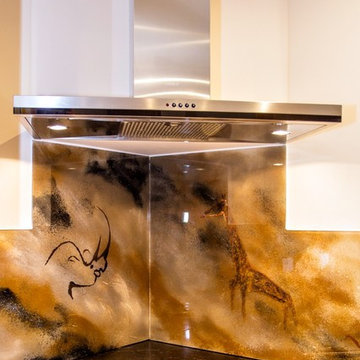"THE CAVEMAN" bespoke kitchen splashback by designer Juliet Eve