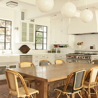 Traditional kitchen ideas - Inspiration for a timeless kitchen remodel in Los Angeles with subway tile backsplash