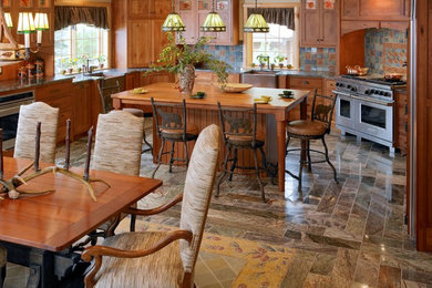 Example of a mountain style kitchen design in New York