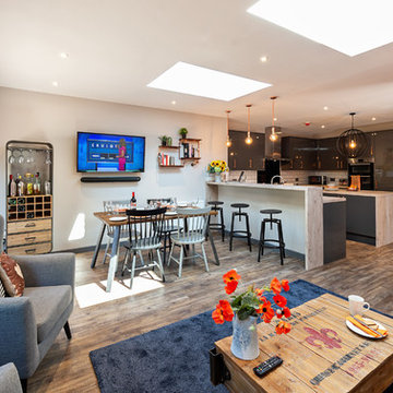 The seating and dining zones in the open plan extension.