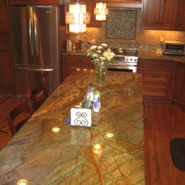 This is a granite Countertop called Blue Louise (even though it's more green.