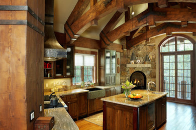 Example of a mountain style kitchen design in Vancouver