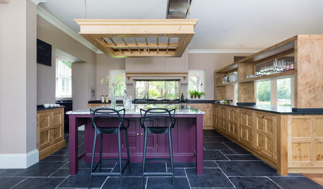 Wood and Aubergine in a Stylish English Farmhouse Kitchen