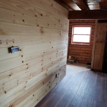 tongue in groove pine wall