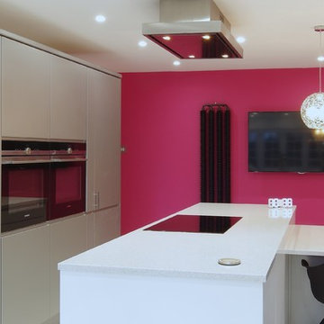 Touch of Pink for Freya  , Aluminum & Gloss White kitchen