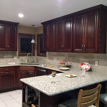 Traditional Brown Raised Panel Kitchen