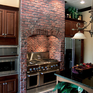 Traditional Clinker Brick Kitchen - Coronado Stone Thin Brick