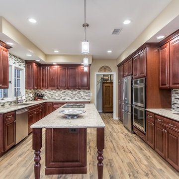 Traditional Expansive Kitchen with Large Island