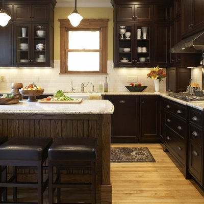 Inspiration for a timeless kitchen remodel in Minneapolis with granite countertops and recessed-panel cabinets