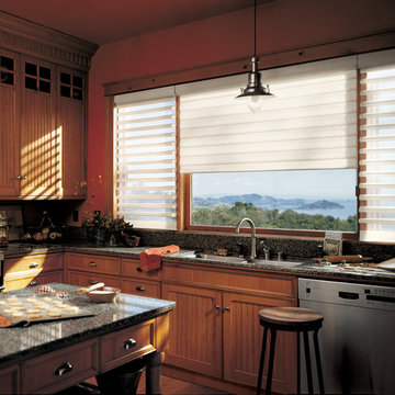 Traditional Kitchen- Custom Wood Cabinets- Hunter Douglas Pirouette