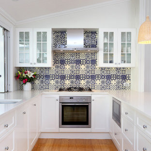 75 Beautiful Bamboo Floor Kitchen With Blue Backsplash Pictures Ideas June 2021 Houzz