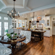 dining table against wall with bench