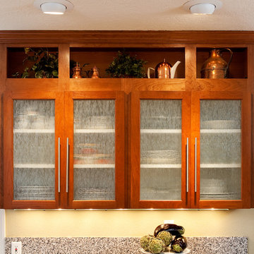 Traditional kitchen frosted glass cabinet