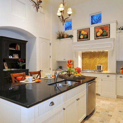 Open concept kitchen - traditional open concept kitchen idea in Other with granite countertops and stainless steel appliances