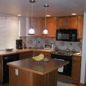 Traditional kitchen remodel with beige tiles